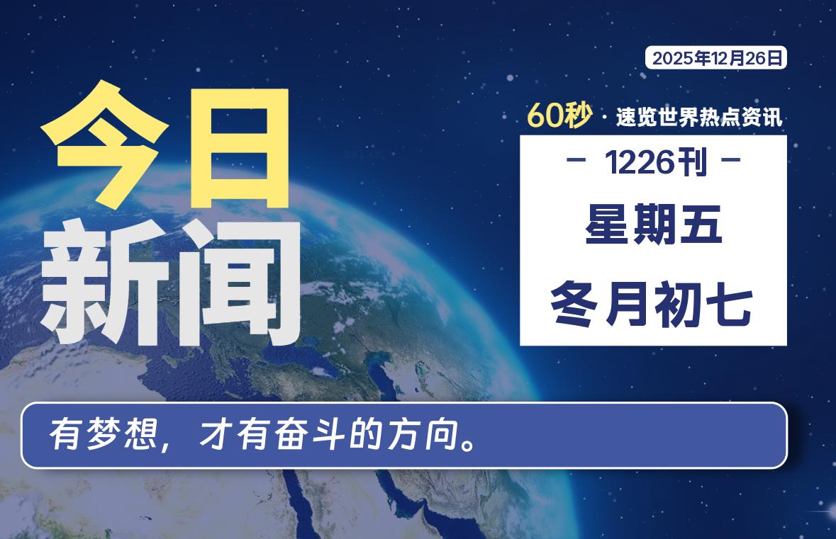 12月26日，星期五, 每天60秒读懂全世界！-软件聚-专注互联网技术分享