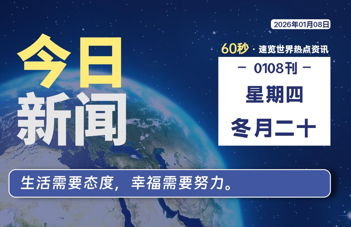 01月08日，星期四, 每天60秒读懂全世界！-软件聚-专注互联网技术分享
