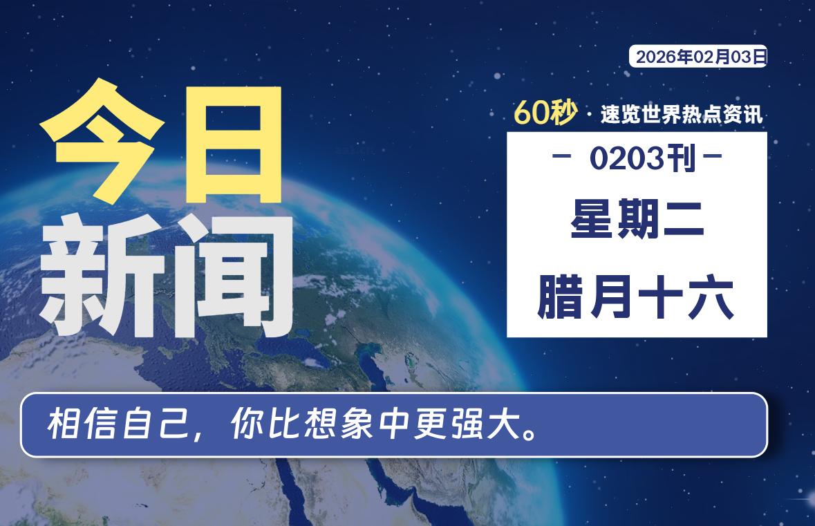 02月03日，星期二, 每天60秒读懂全世界！-软件聚-专注互联网技术分享